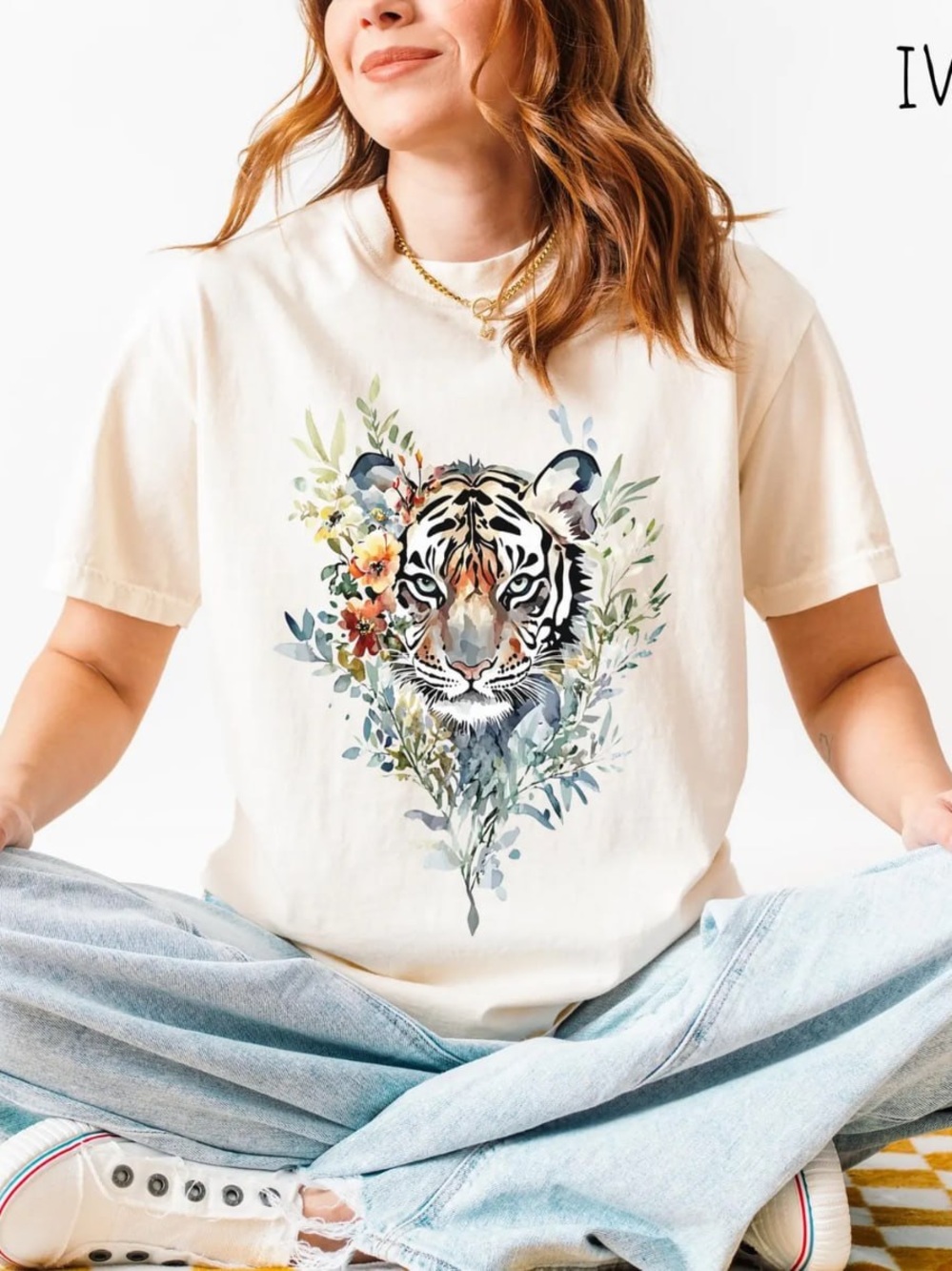 Off White Kids' Tiger Floral Graphic Tee